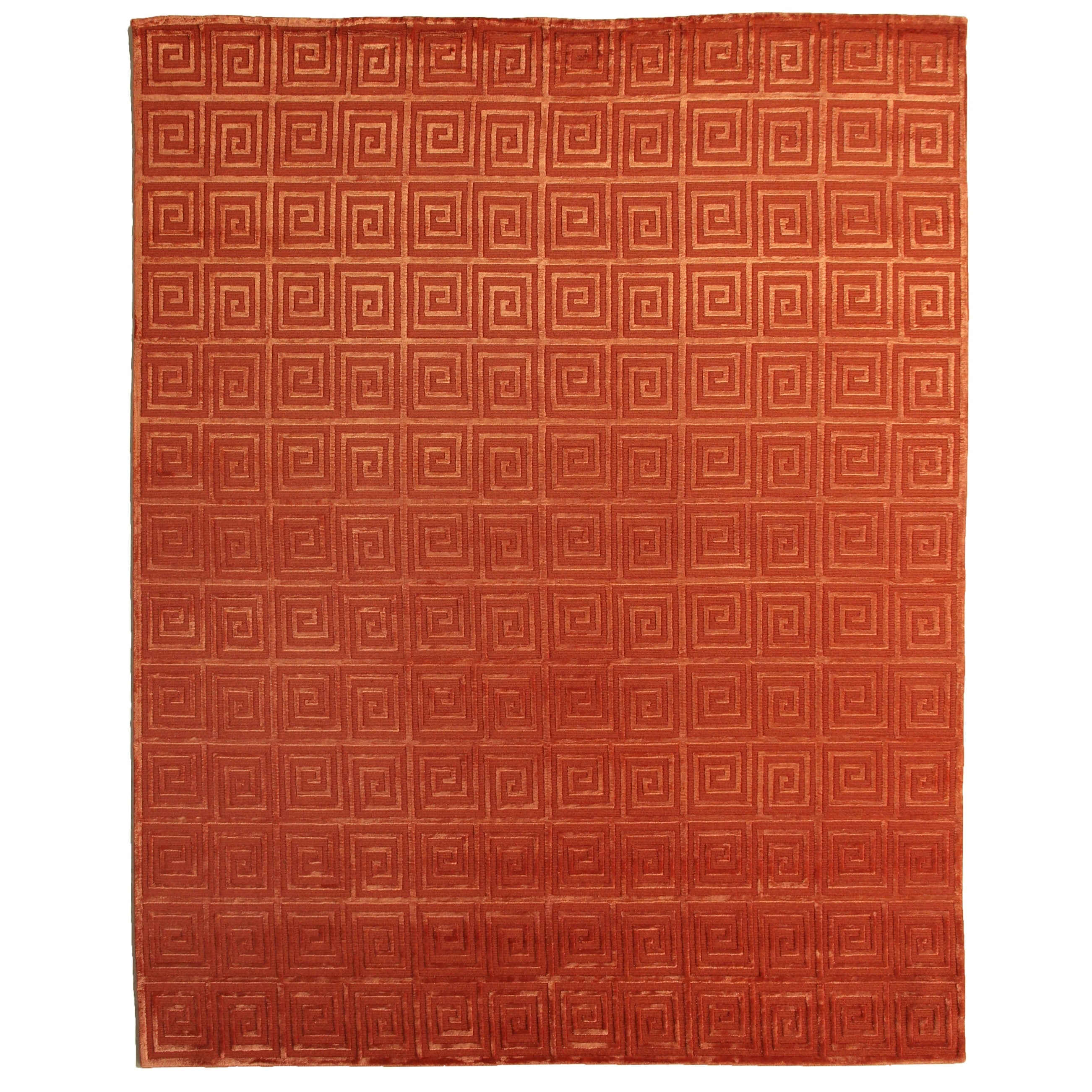Metro Velvet Hand Knotted Wool Viscose Rust Area Rug 8 X 10