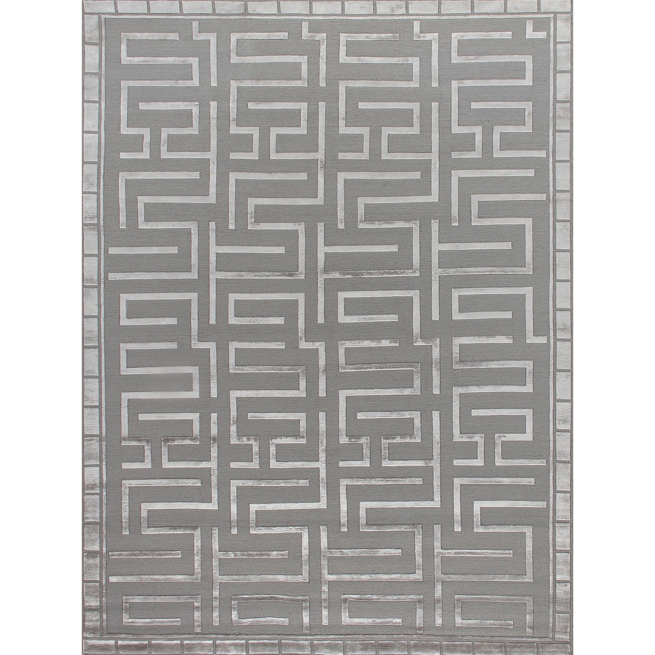Metro Velvet Hand Knotted Wool Viscose Silver Area Rug