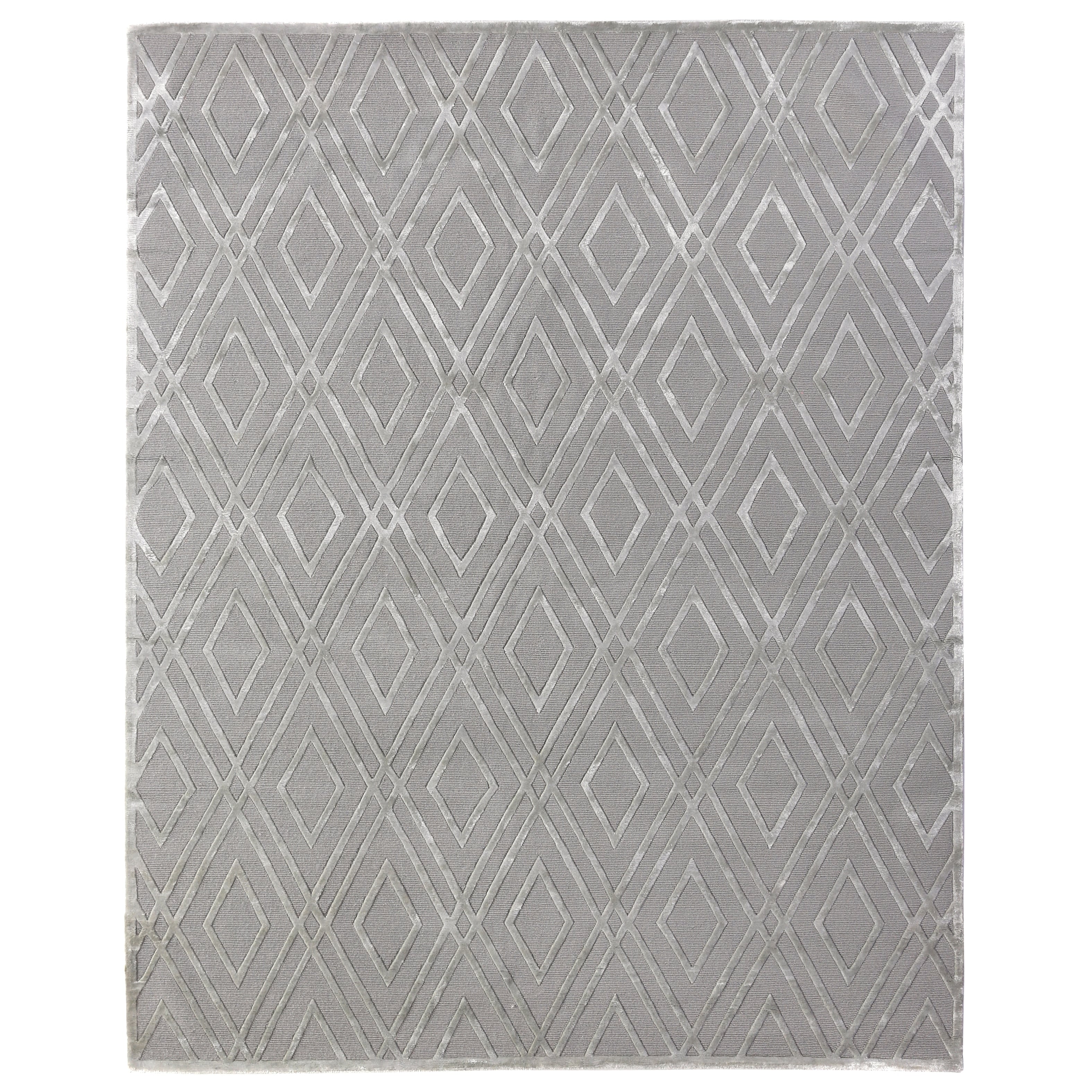 Metro Velvet Hand Knotted Wool Viscose Silver Area Rug 6 X 9