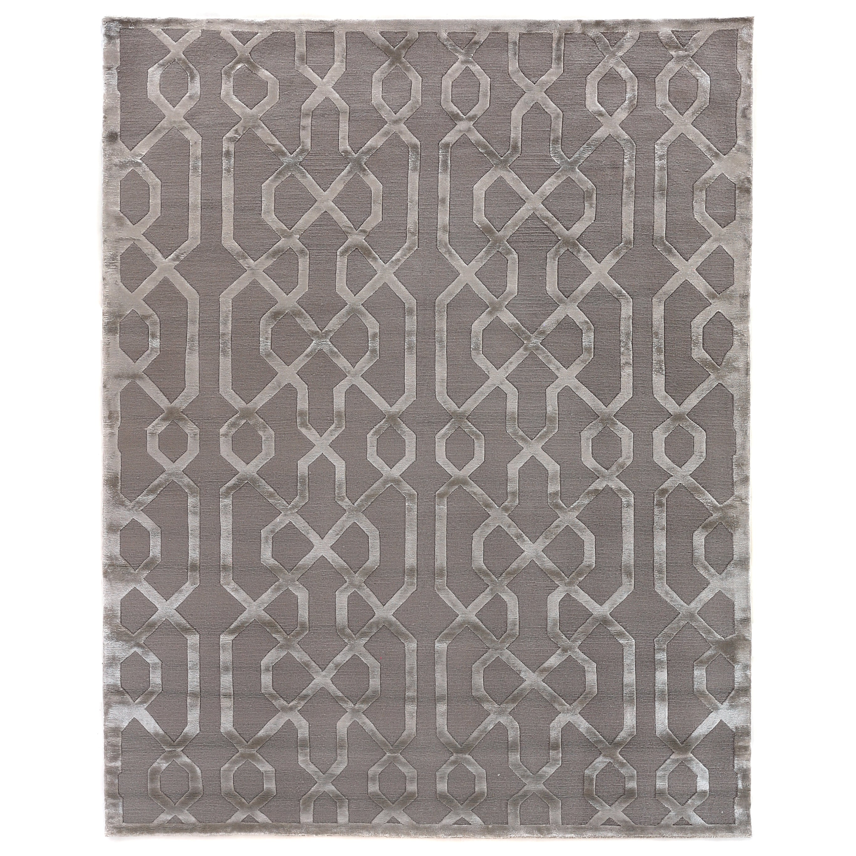 Metro Velvet Hand Knotted Wool Viscose Silver Area Rug 8 X 10