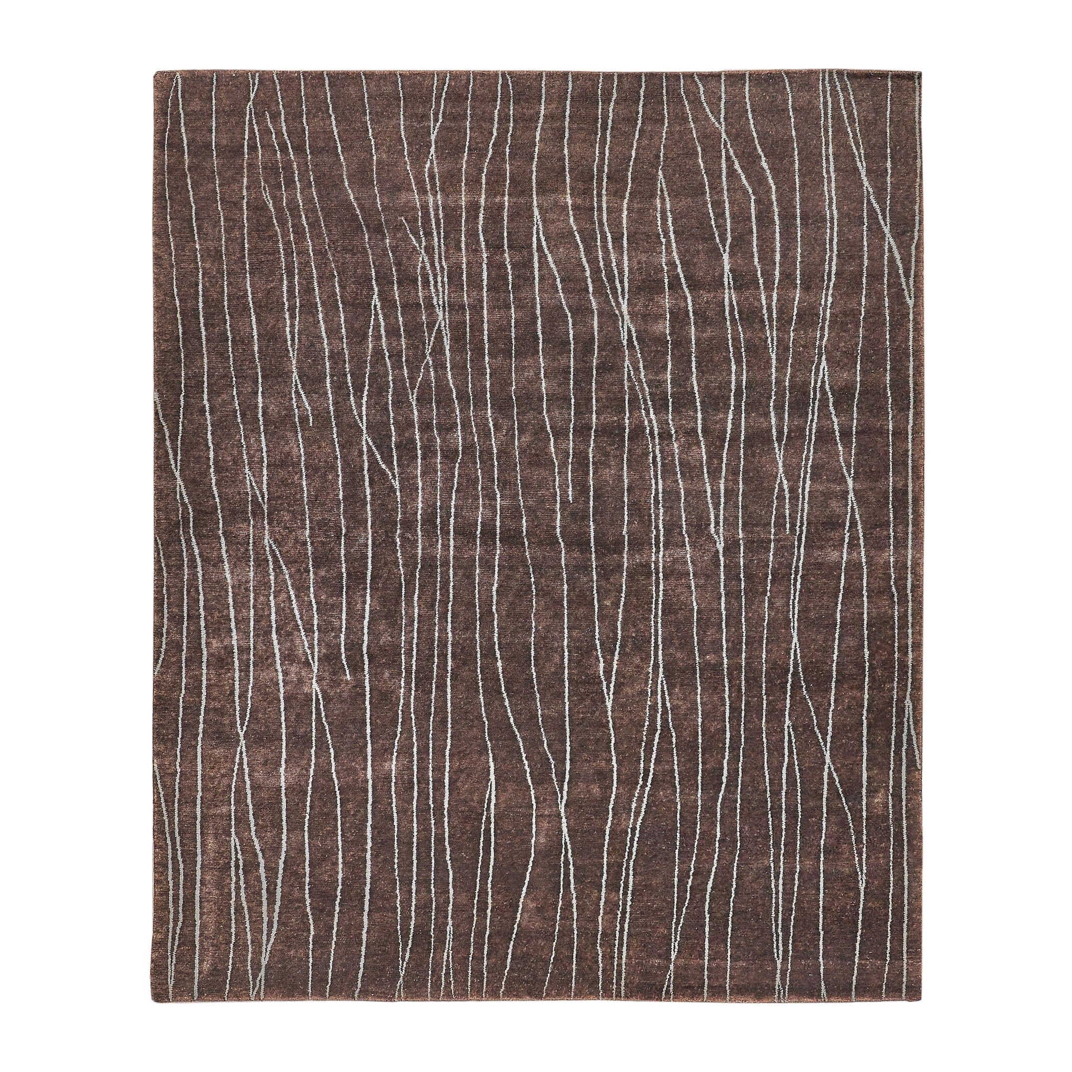 Metro Hand Knotted New Zealand Wool Brown Area Rug