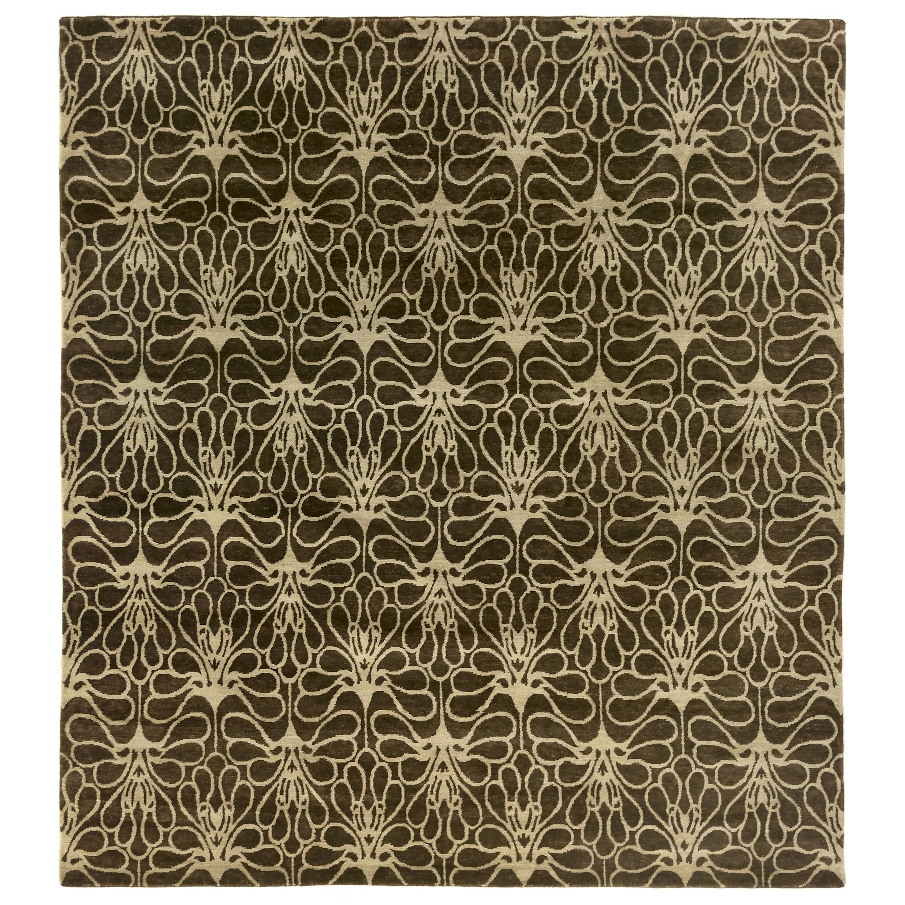 Metro Hand Knotted New Zealand Wool Brown Ivory Area Rug
