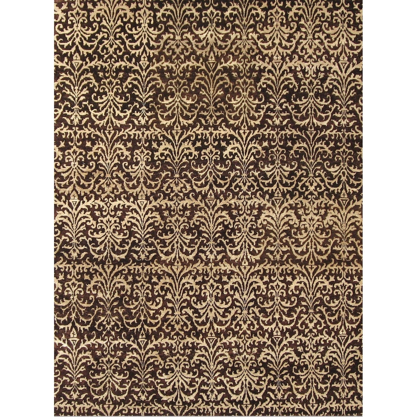 Metro Hand Knotted New Zealand Wool Brown Ivory Area Rug 8 X 10