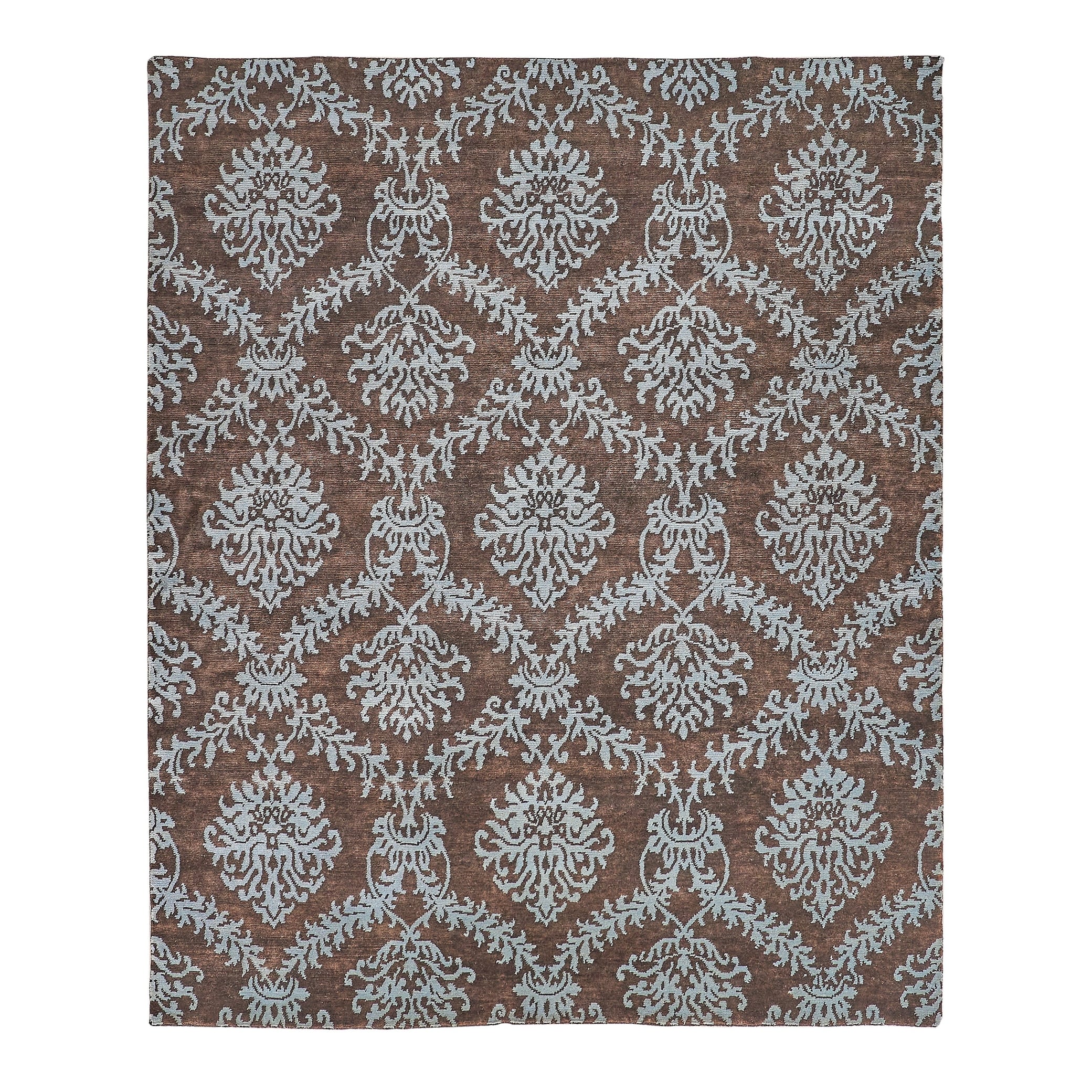 Metro Hand Knotted New Zealand Wool Brown Light Blue Area Rug