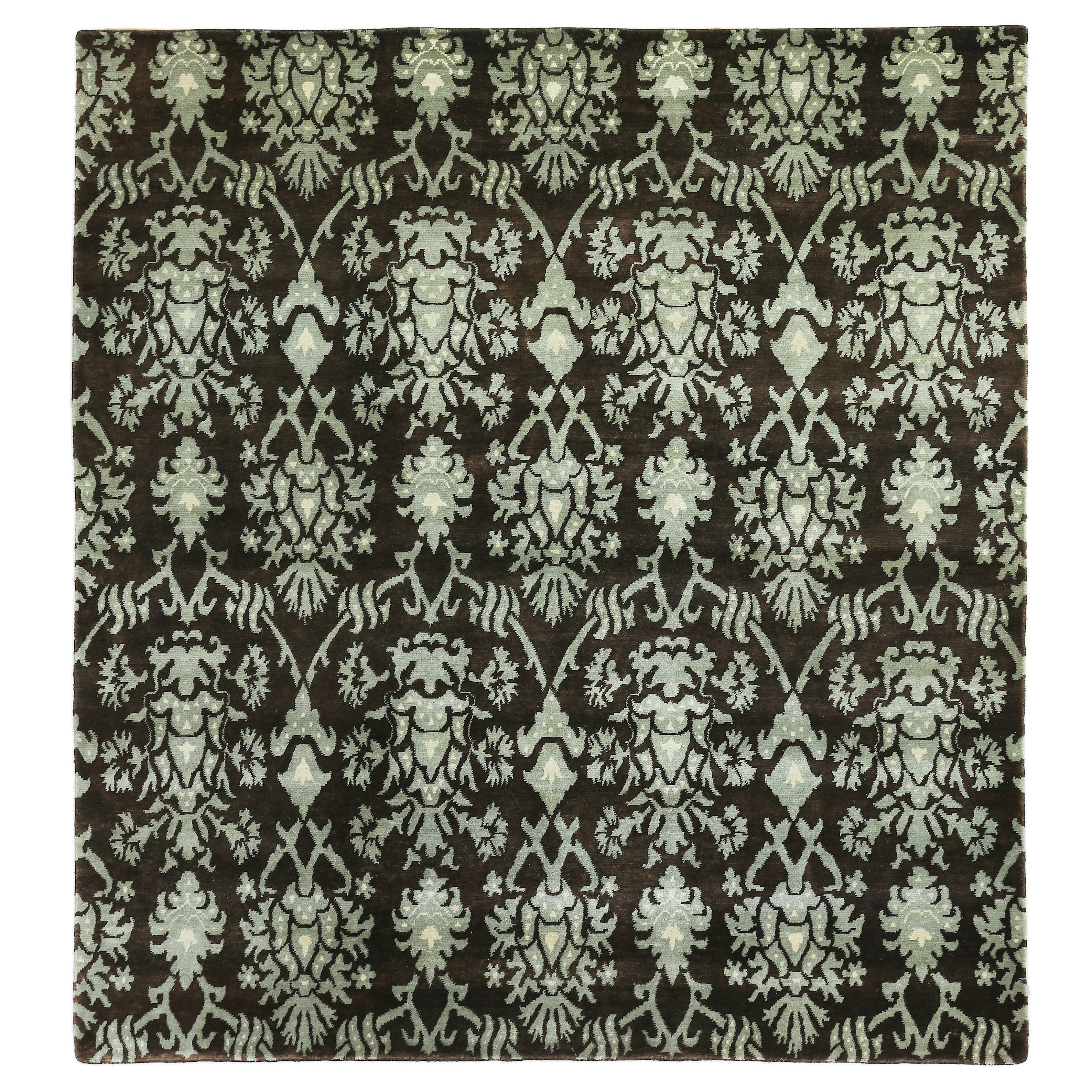 Metro Hand Knotted New Zealand Wool Brown Light Blue Area Rug
