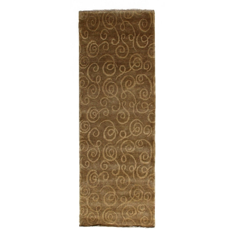 Metro Hand Knotted New Zealand Wool Gold Area Rug 26 X 76