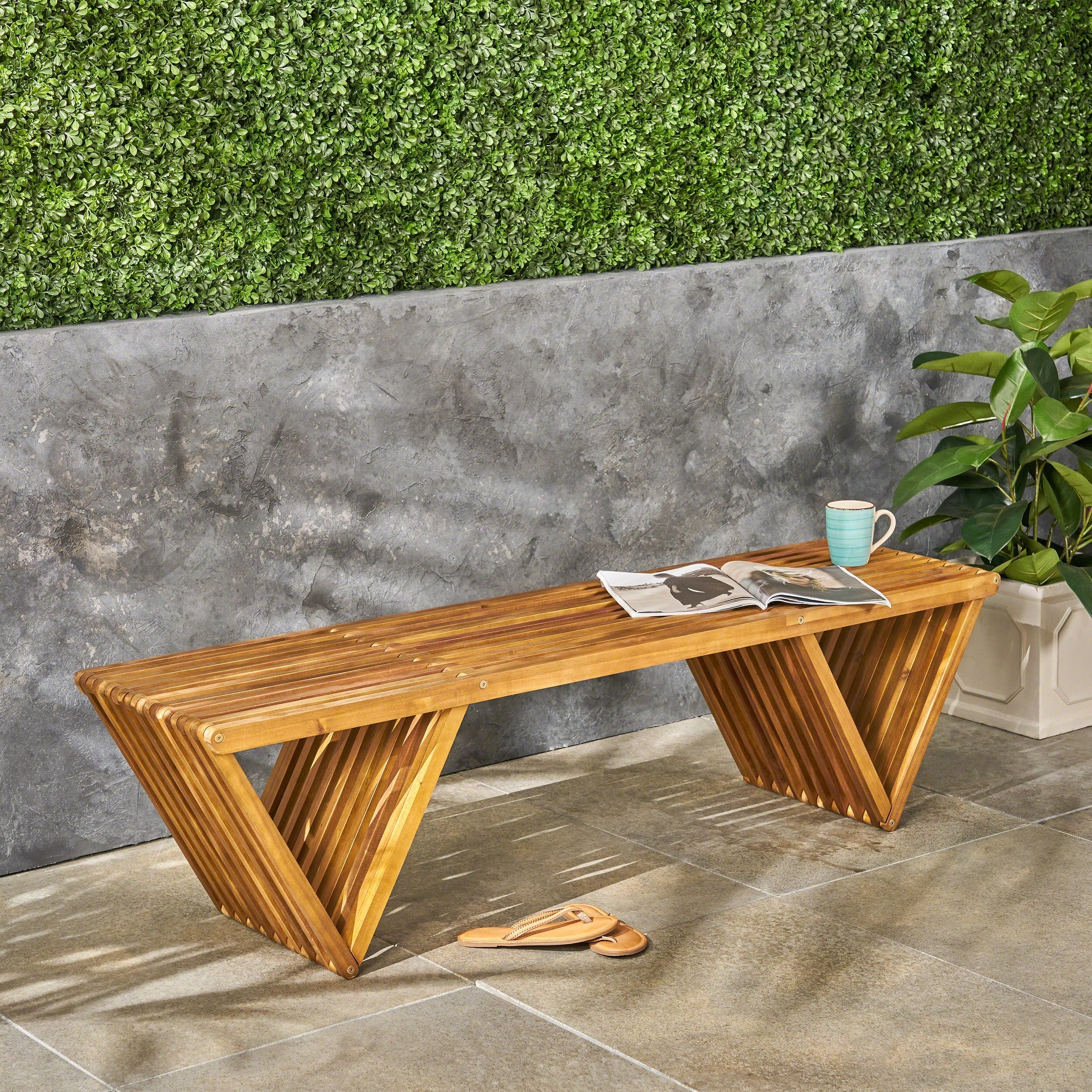 Metropol Outdoor Acacia Wood Bench By Christopher Knight Home