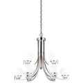 Metropolis 9 Light 2 Tier Satin Nickel Chandelier White Glass 32 In W X 25.5 In H X 32 In D
