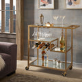 Metropolitan Gold Metal Mobile Bar Cart With Mirror Glass Top By Inspire Q Bold