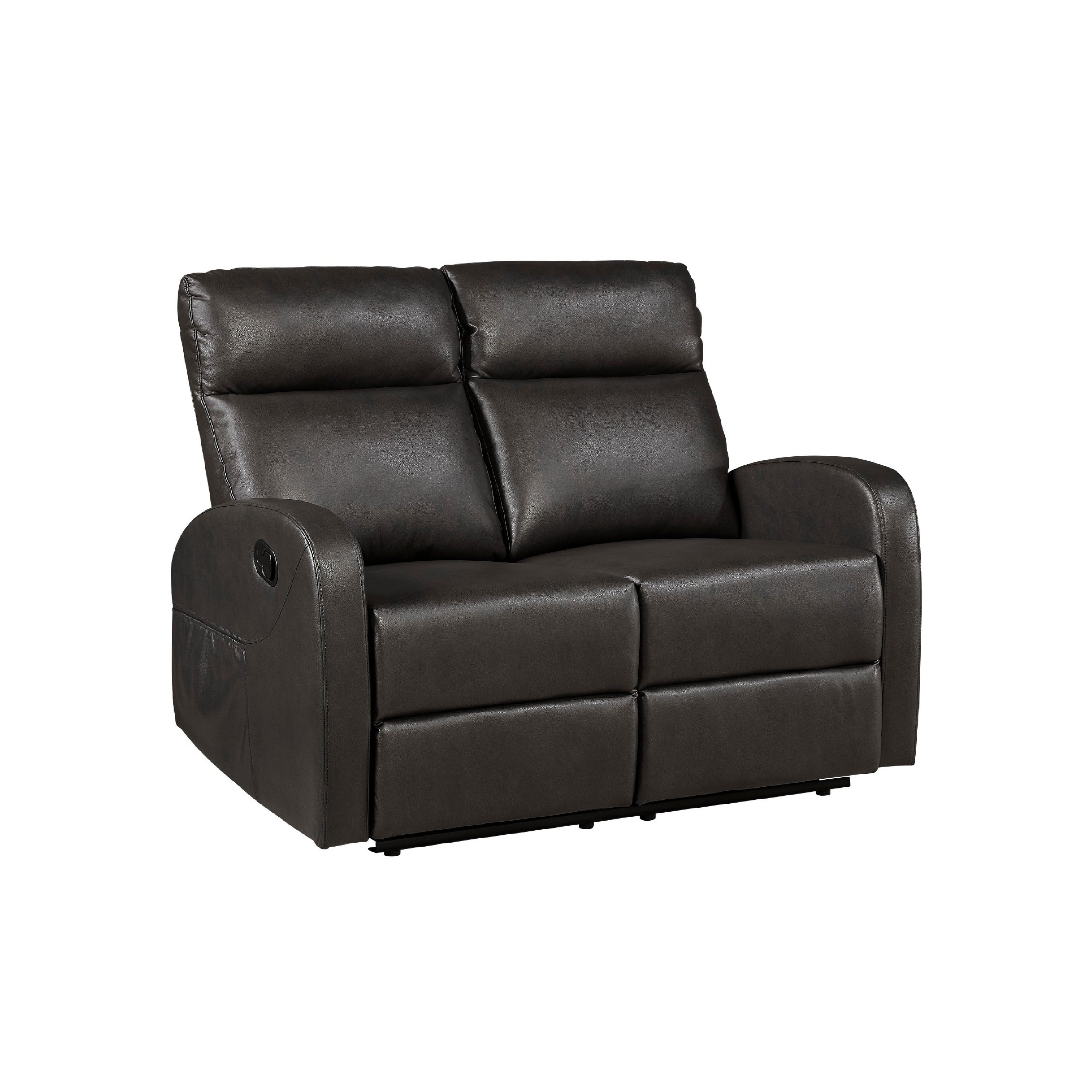Mey Wall Hugger Manual Recliner Loveseat Dark Brown Faux Leather 50 Inch