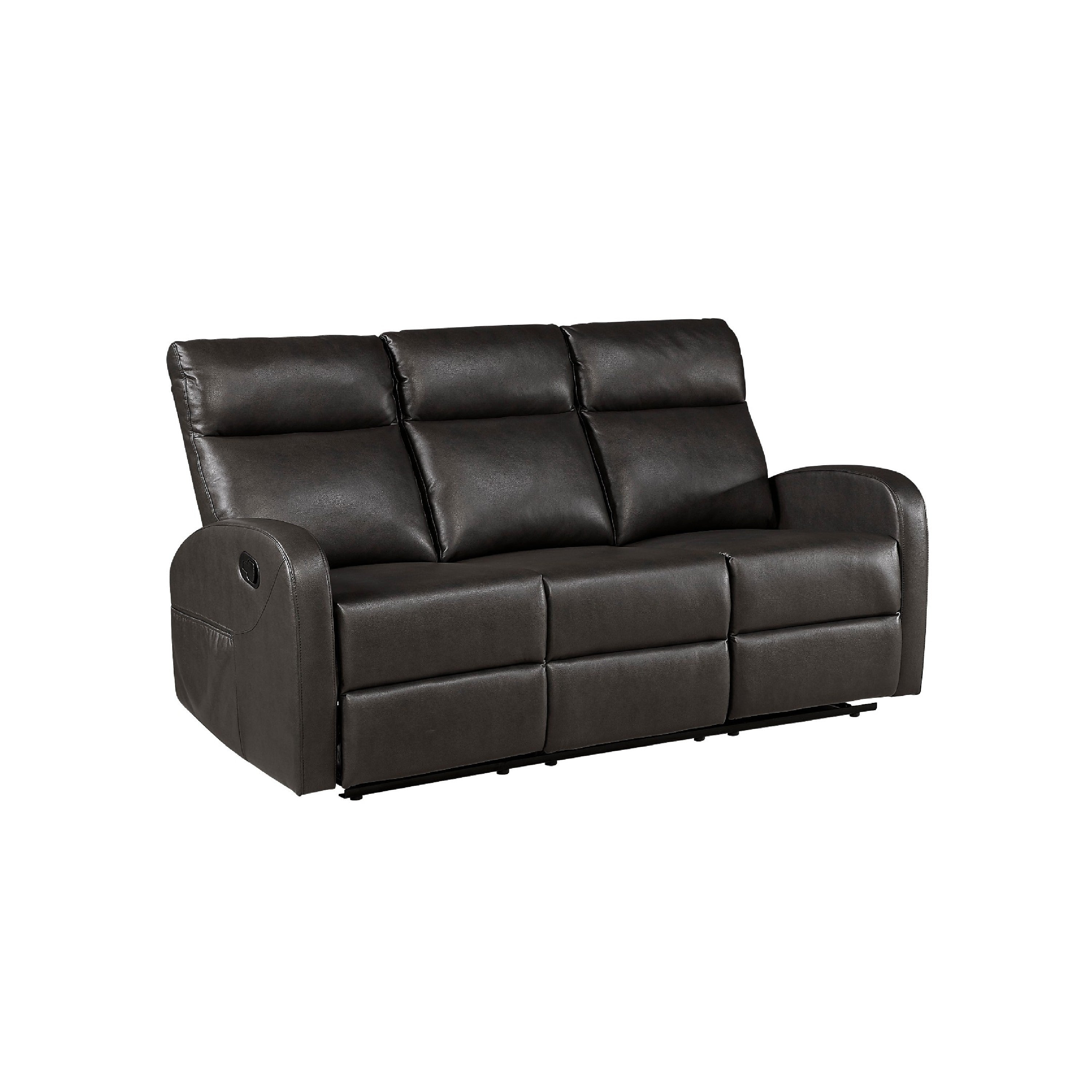 Mey Wall Hugger Manual Recliner Sofa Dark Brown Faux Leather 71 Inch
