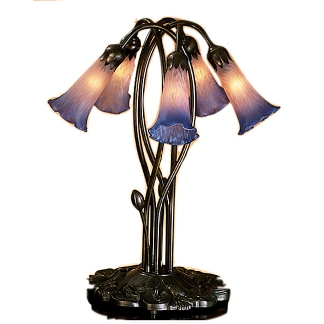 Meyda Tiffany 15856 Stained Glass Tiffany Table Lamp From The Lilies
