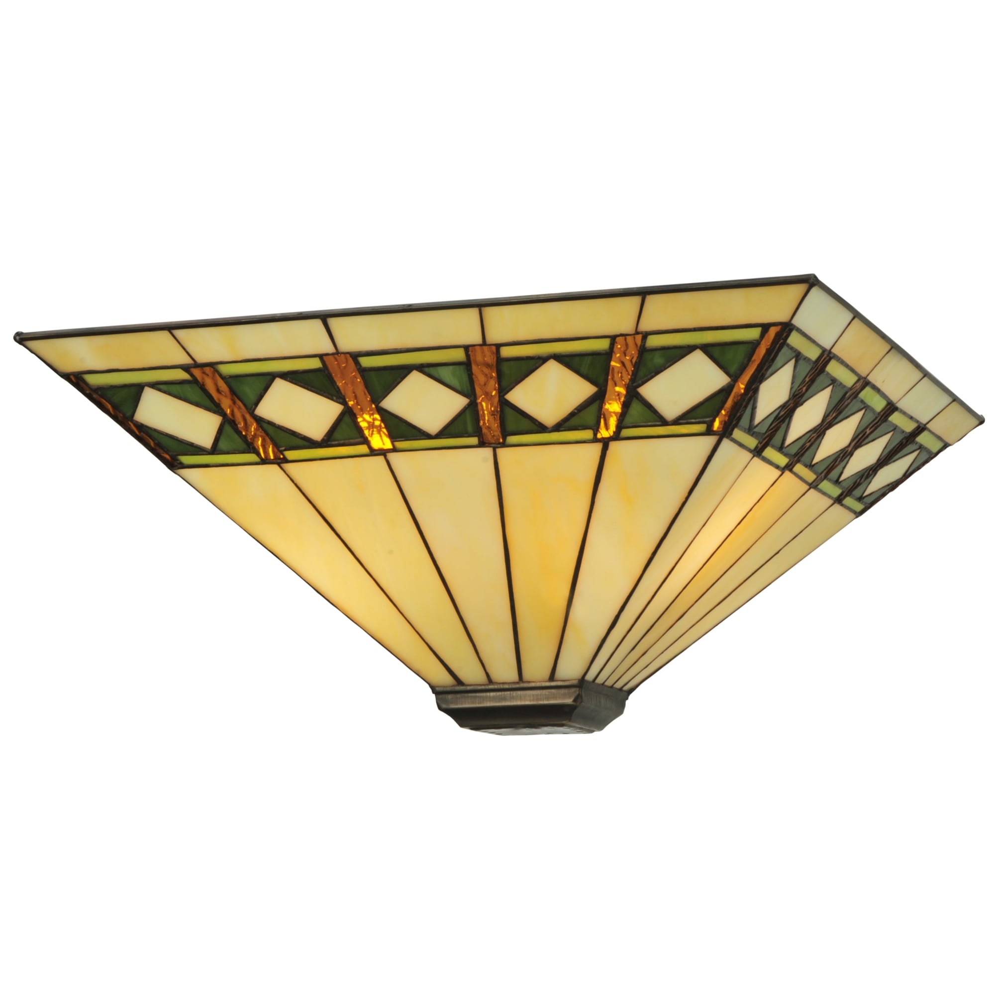 Meyda Tiffany 11106 17 Square Diamond Band Mission Replacement Shade Beige Green Avocado