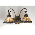 Meyda Tiffany Jeweled Peacock 18 Wide 2 Light Double Sconce With Art