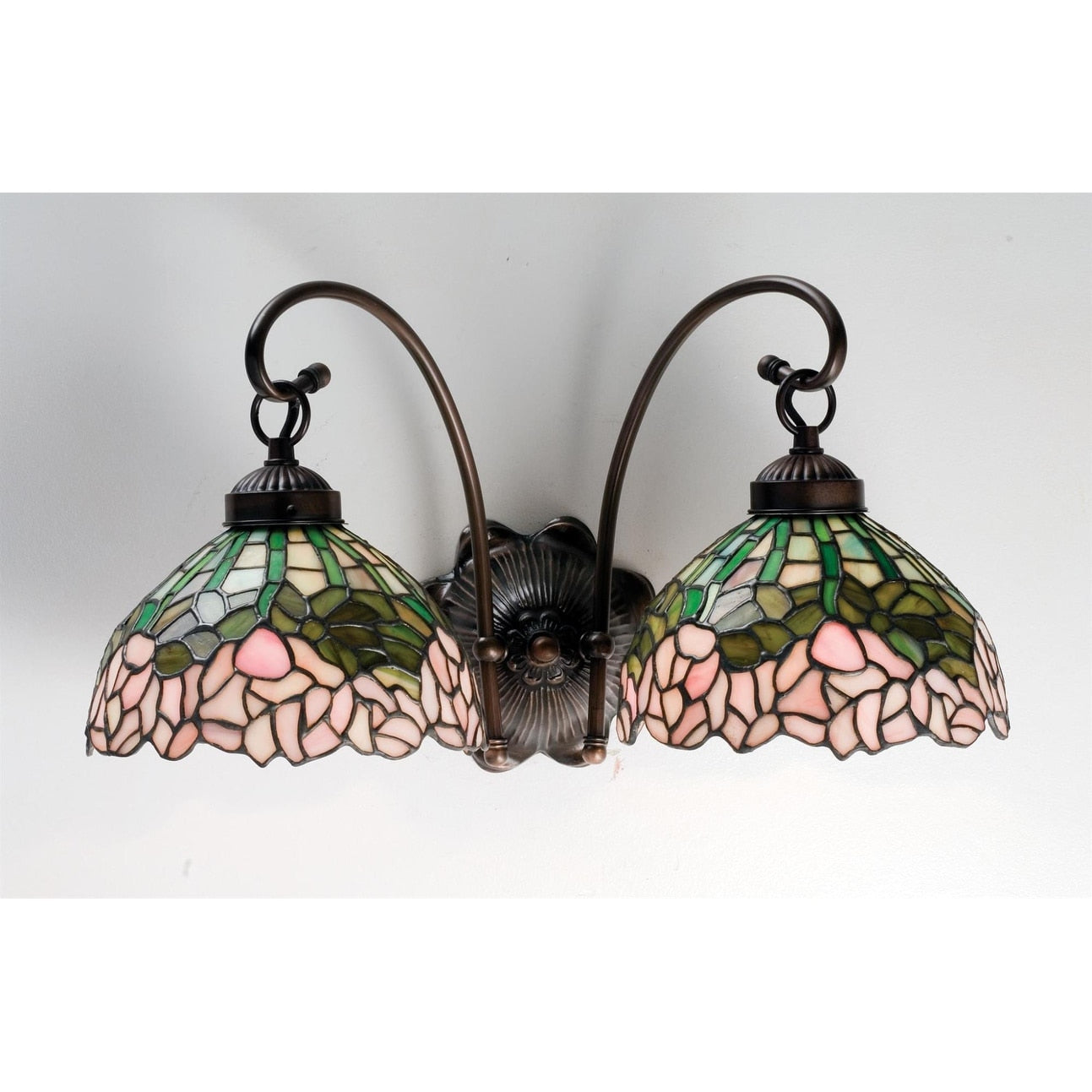 Meyda Tiffany 18712 Cabbage Rose 8 Wide 2 Light Double Sconce With