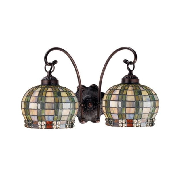 Meyda Tiffany 19014 19 Wide 2 Light Double Sconce With Tiffany Glass