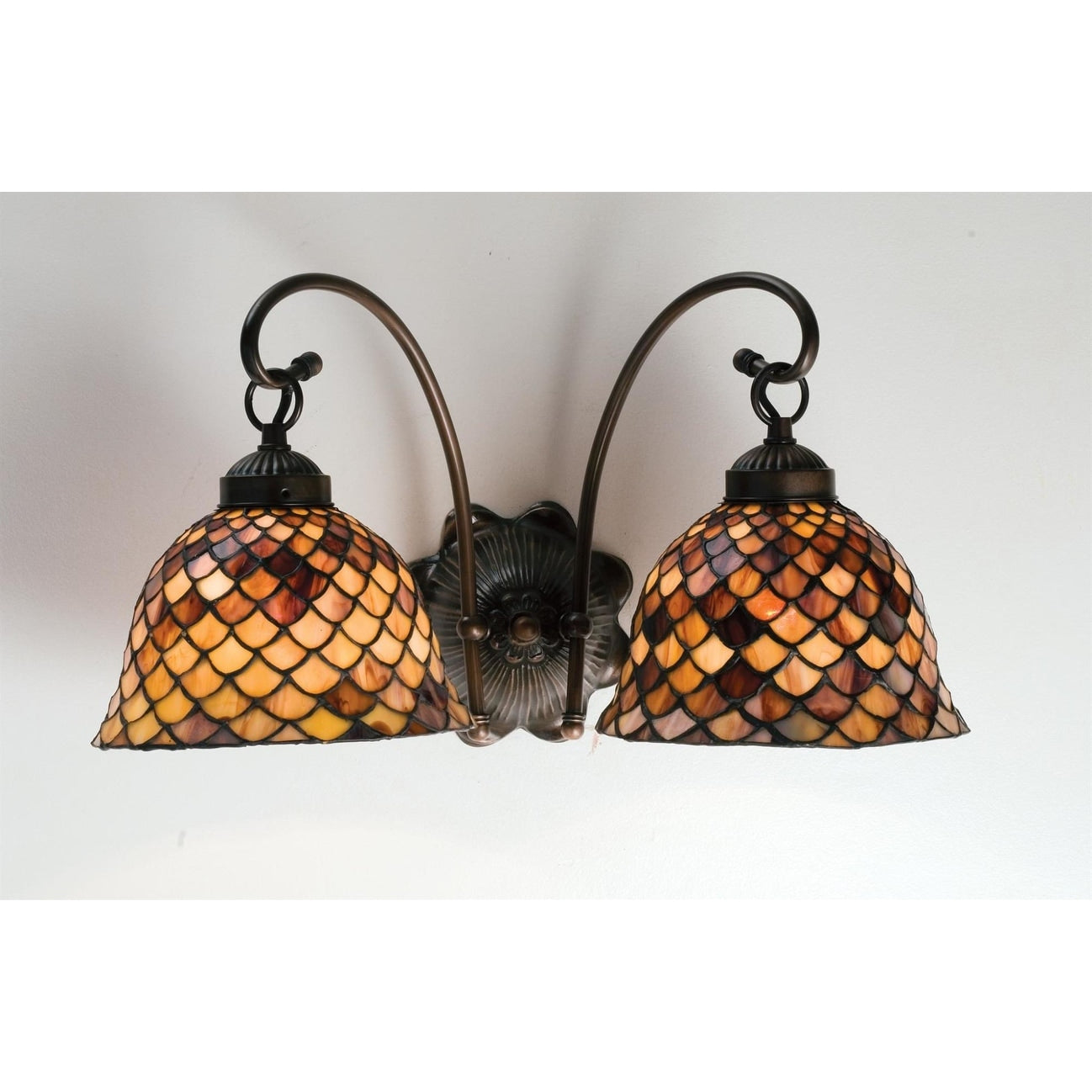 Meyda Tiffany Fishscale 18 Wide 2 Light Wall Sconce With Stained