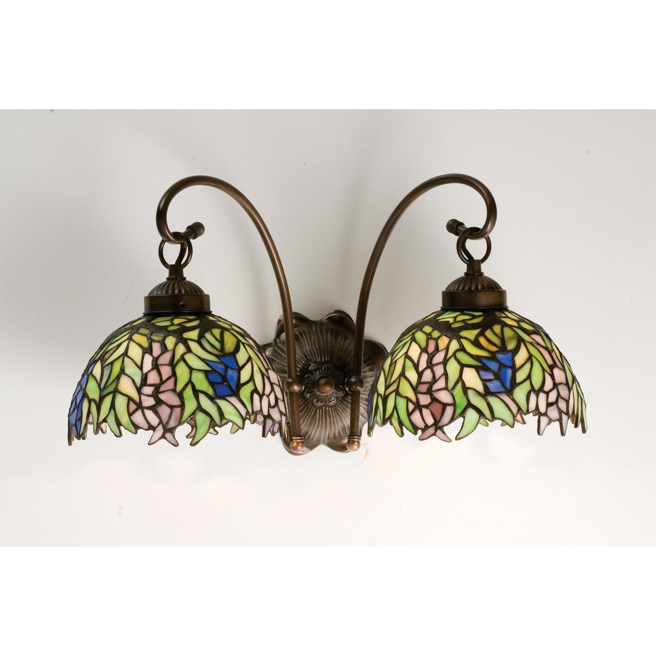 Meyda Tiffany Honey Locust 18 Wide 2 Light Double Sconce With Stained