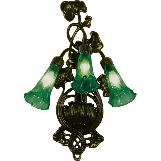 Meyda Tiffany 17537 Lilies 11 Wide 3 Light Wall Sconce With Art Glass