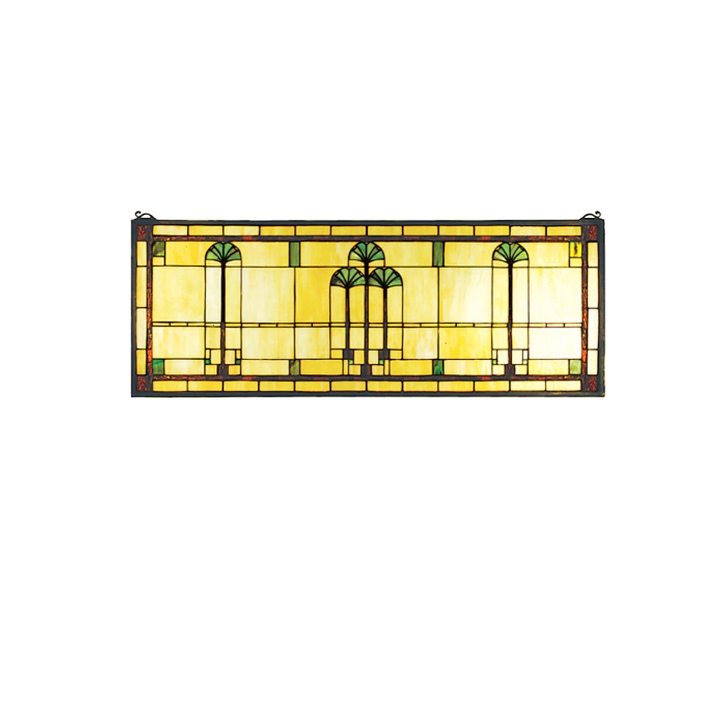 Meyda Tiffany 50825 Tiffany Stained Glass Rectangular Window Pane From The Ginkgo Collection Solid Brass