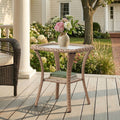 Meyreso 20 L X 20 W X 22 H Outdoor Wicker Side Table With Tempered Glass Top Storage Shelf.