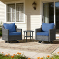 Meyreso 3 Piece Gray Wicker Outdoor Swivel Glider Chair Set With Side Table