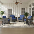Meyreso 4 Piece Gray Wicker Outdoor Swivel Glider Chair Set With Side Table