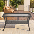 Meyreso 40 L X 22 W X 20 H Outdoor Wicker Coffee Table With Tempered Glass Top