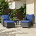 Meyreso 5 Piece Gray Wicker Patio Swivel Gliders Conversation Set With 4 Inch Thick Olefin Cushions