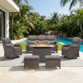 Meyreso 6 Piece Outdoor Patio Wicker Fire Pit Conversation Set With 5 Inch Thick Olefin Cushions