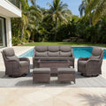Meyreso 6 Piece Wicker Outdoor Patio Conversation Set With 5 Inch Thick Olefin Cushions