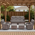 Meyreso 6 Piece Wicker Patio Conversation Set With Swivel Gliders And 6 Inch Thick Olefin Cushions