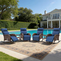 Meyreso 6 Piece Wicker Rocking Reclining Chaise Lounge With Adjustable Backrest Footrest