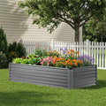 Meyreso 6Ft X 3Ft X 2Ft Galvanized Metal Raised Garden Bed Durable Outdoor Planter Rust Resistant Safety Edging