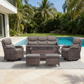 Meyreso 7 Piece Wicker Outdoor Patio Conversation Set With 5 Inch Thick Olefin Cushions