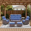 Meyreso 7 Piece Wicker Patio Conversation Set With Swivel Gliders And 6 Inch Thick Cushions