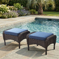 Meyreso Outdoor Wicker Ottoman With Cushion 17 L X 25 W X 16 H Coffee Table Footrest Extra Seat