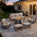 Meyreso Wicker Outdoor Patio Fire Pit Set With Swivel Gliders 4.5 Olefin Cushions
