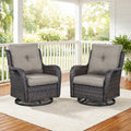 Meyreso Wicker Outdoor Patio Swivel Glider Chairs With 4 Inch Olefin Cushions 2 Pack
