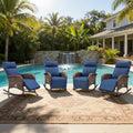 Meyreso Wicker Rocking Reclining Chaise Lounge With Adjustable Backrest Footrest 4 Pack