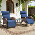 Meyreso Wicker Rocking Reclining Chaise Lounge With Adjustable Backrest Footrest