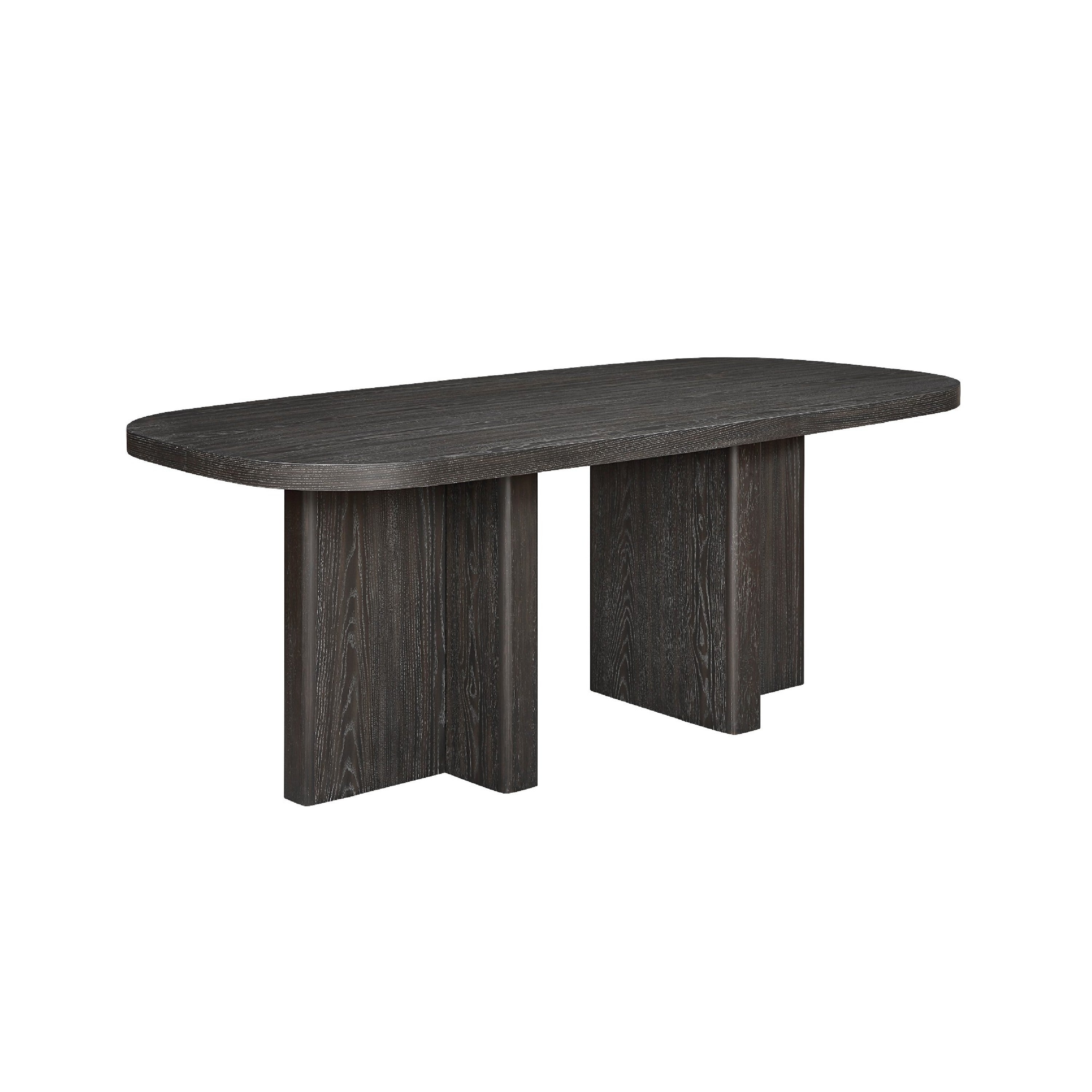 Mez Dining Table 78 Inch Rectangular Top Double Pedestal Base Ebony Black