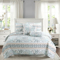 Cozy Line Home Fashions Leaf Geometric Reversible 3 Piece Quilt Set