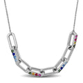 Miadora 1 1 4Ct Tgw Multi Gem Link Necklace Sterling Silver 18 2In