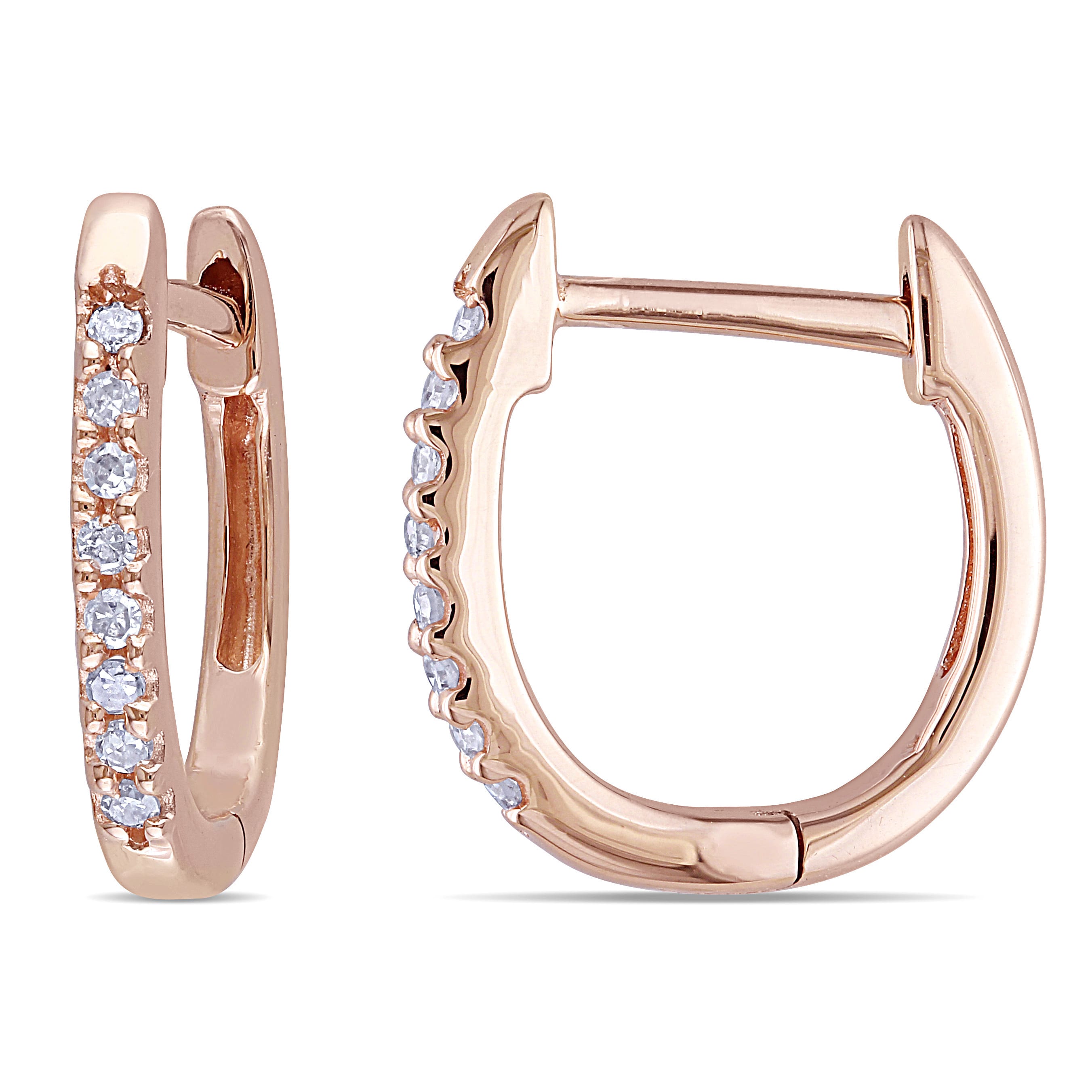 Miadora 1 10Ct Tdw Diamond Hoop Earrings In 10K Rose Gold