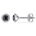 Miadora 1 2Ct Tdw Black And White Diamond Halo Stud Earrings In Sterling Silver