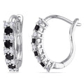 Miadora 10K White Gold 1 2Ct Tdw Black And White Diamond Hoop Earrings