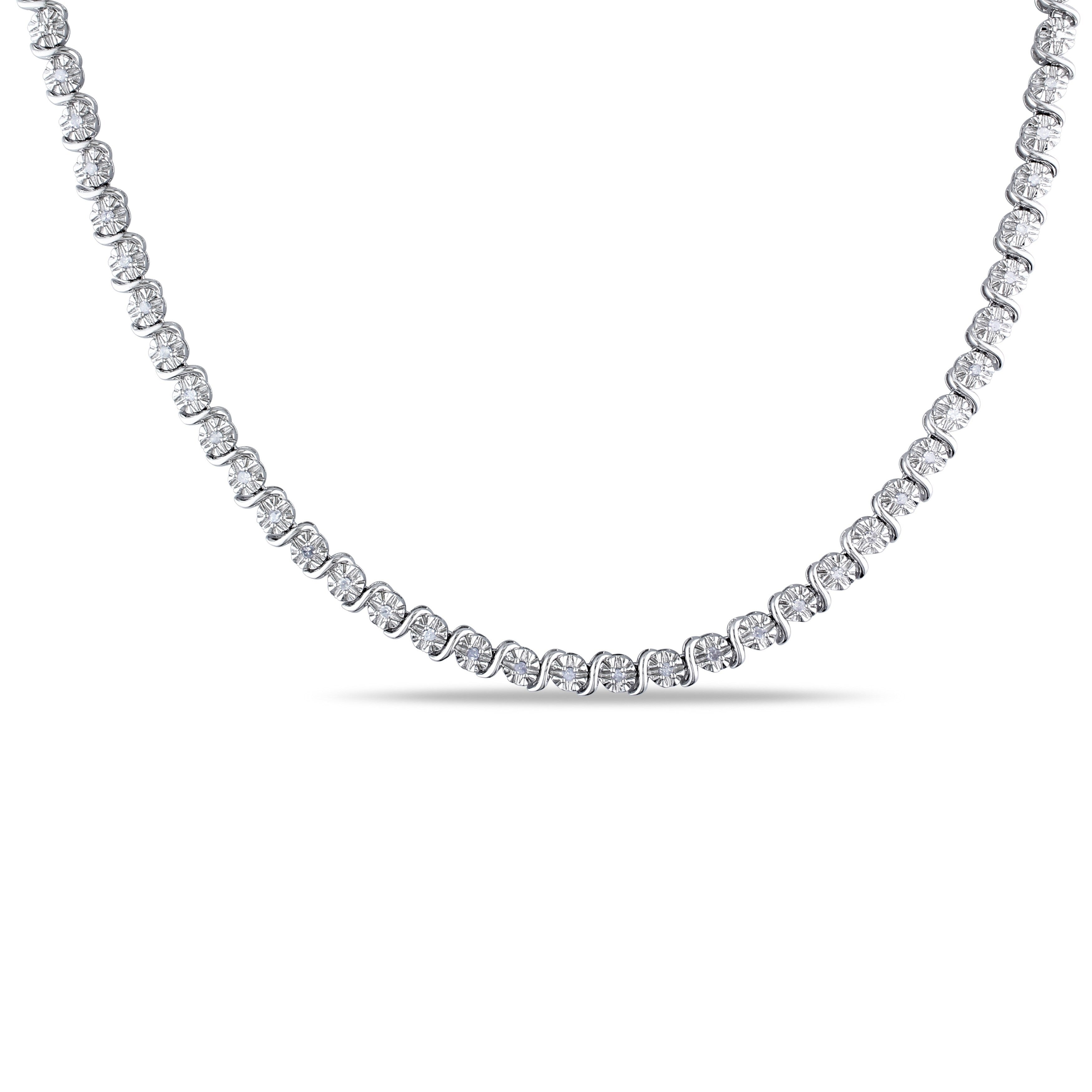 Miadora Sterling Silver 1 2Ct Tdw Diamond Necklace