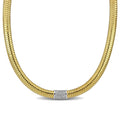 Miadora 1 2Ct Tgw Cubic Zirconia Bombe Omega Necklace Two Tone Sterling Silver