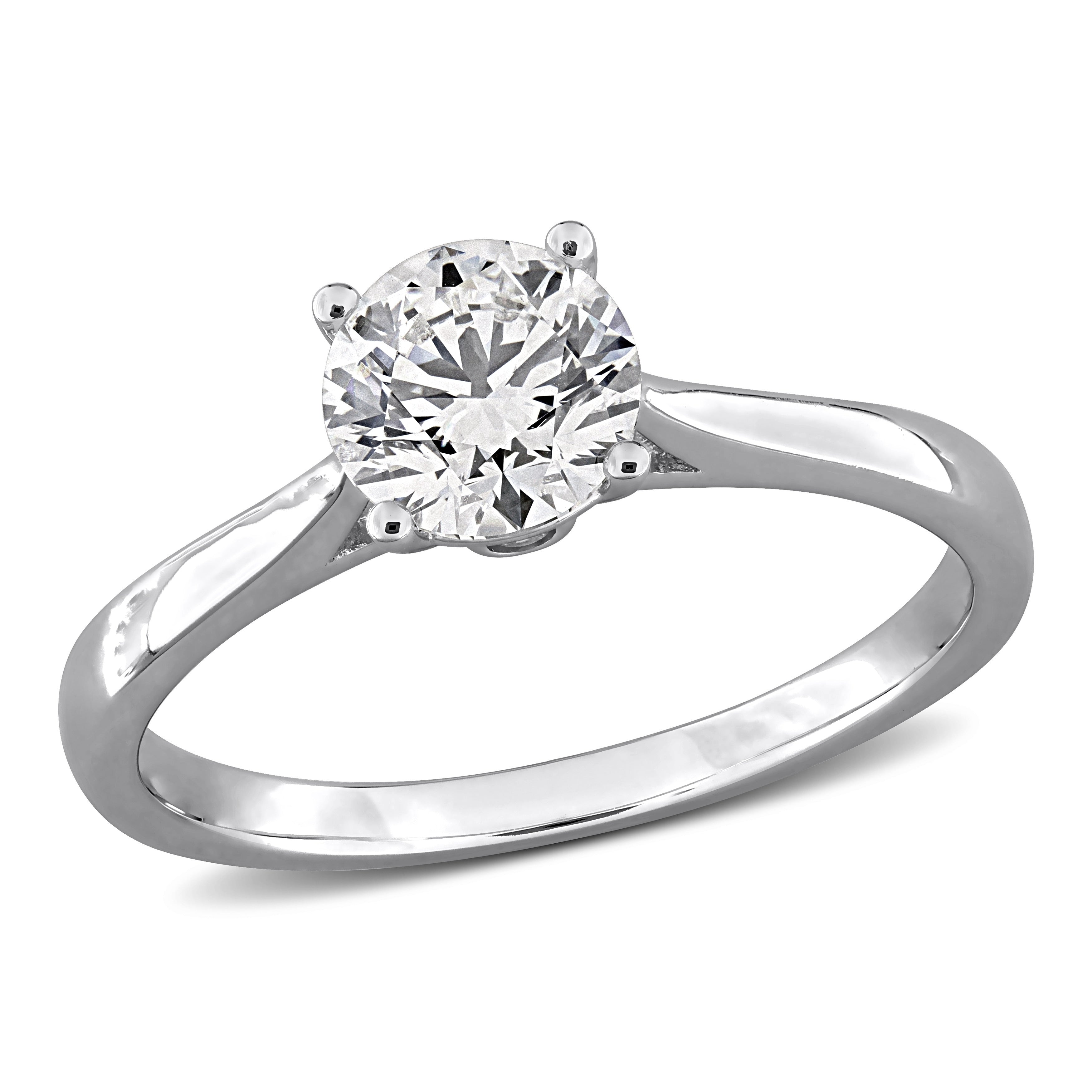 Miadora 1 2Ct Or 1Ct Tdw Lab Grown Diamond Engagement Ring With Side Accents Sterling Silver